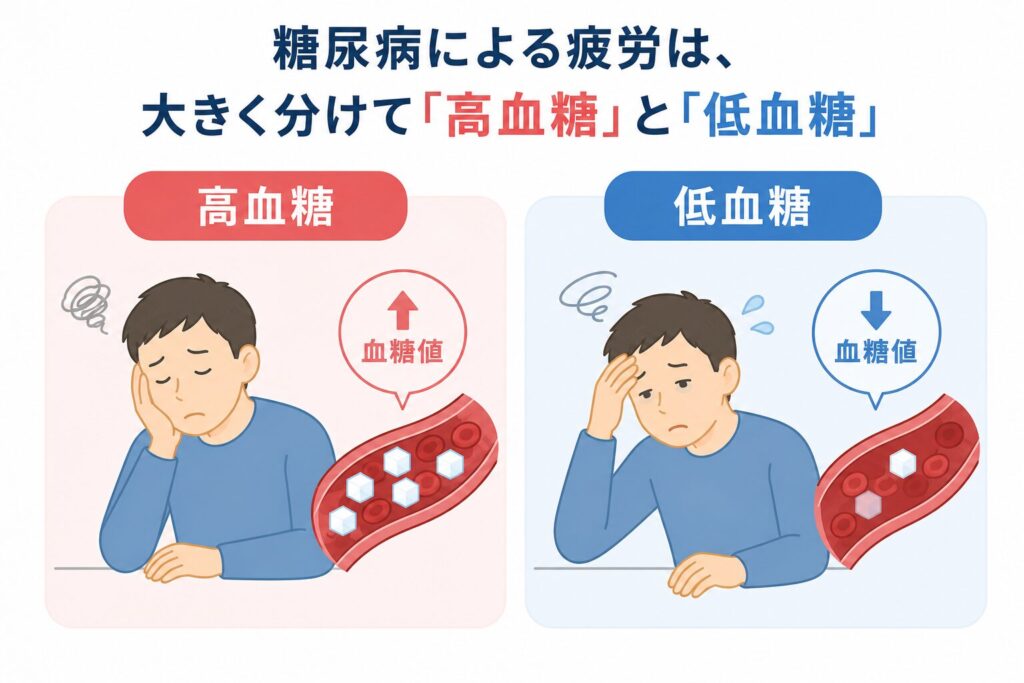 糖尿病による疲労は高血糖と低血糖がある