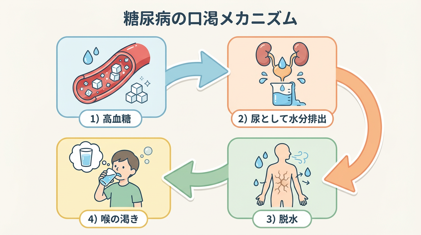 糖尿病における喉の渇き：東京都調布市