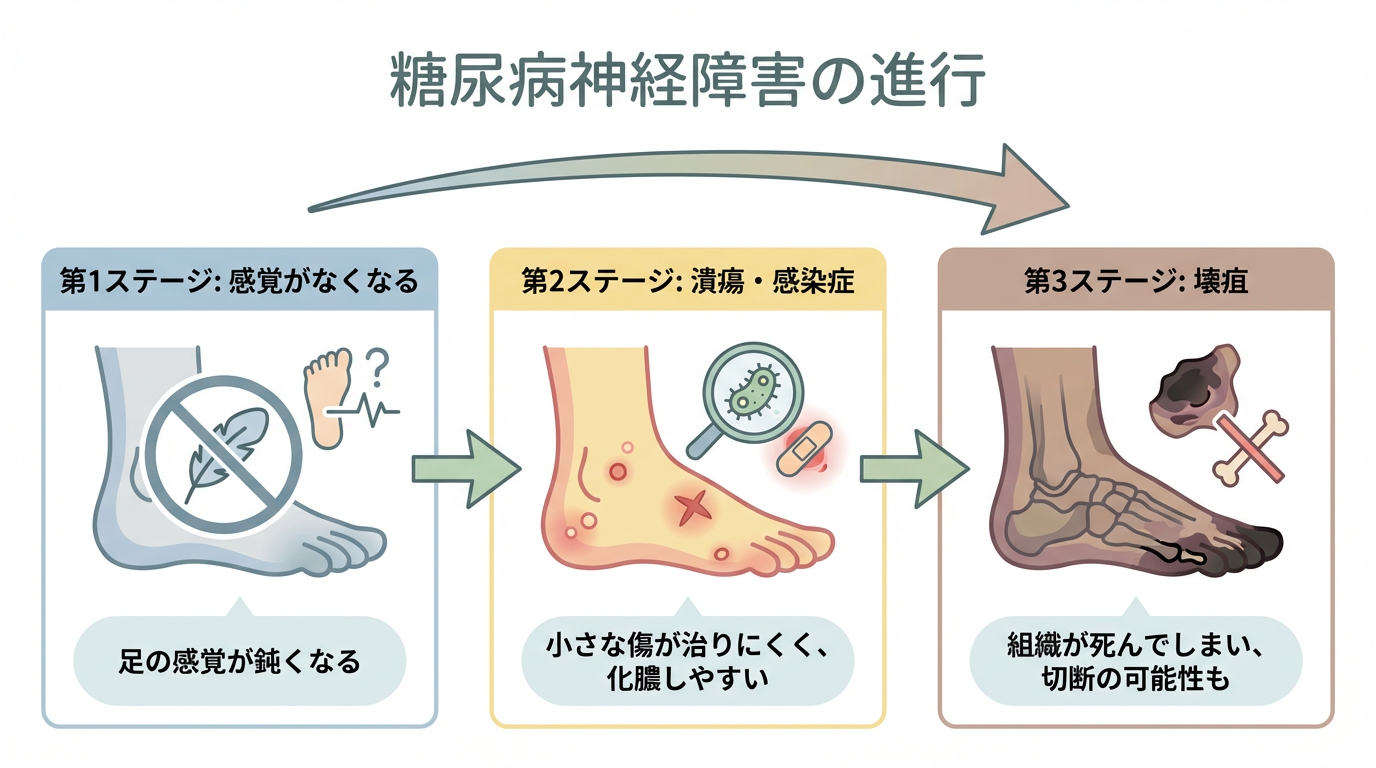 糖尿病による足の感覚が鈍い