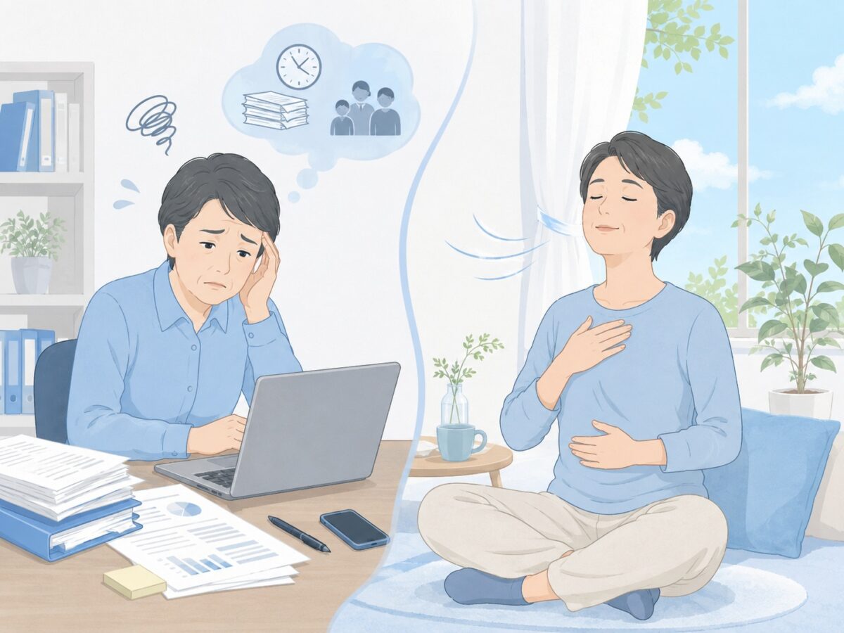 ストレスと上手に付き合い心を整えることをイメージしたイラスト